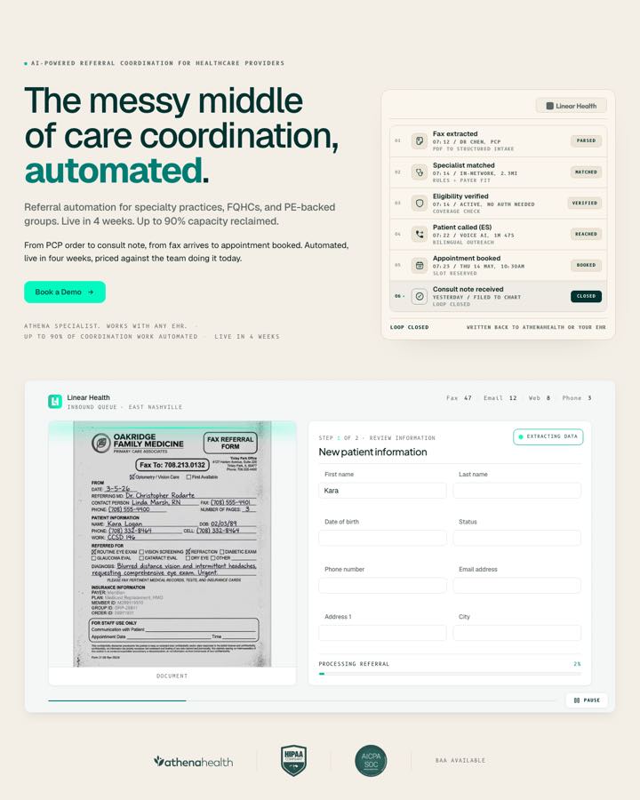 Website Sprout Sage Solutions designed and built for Linear Health, Digital health