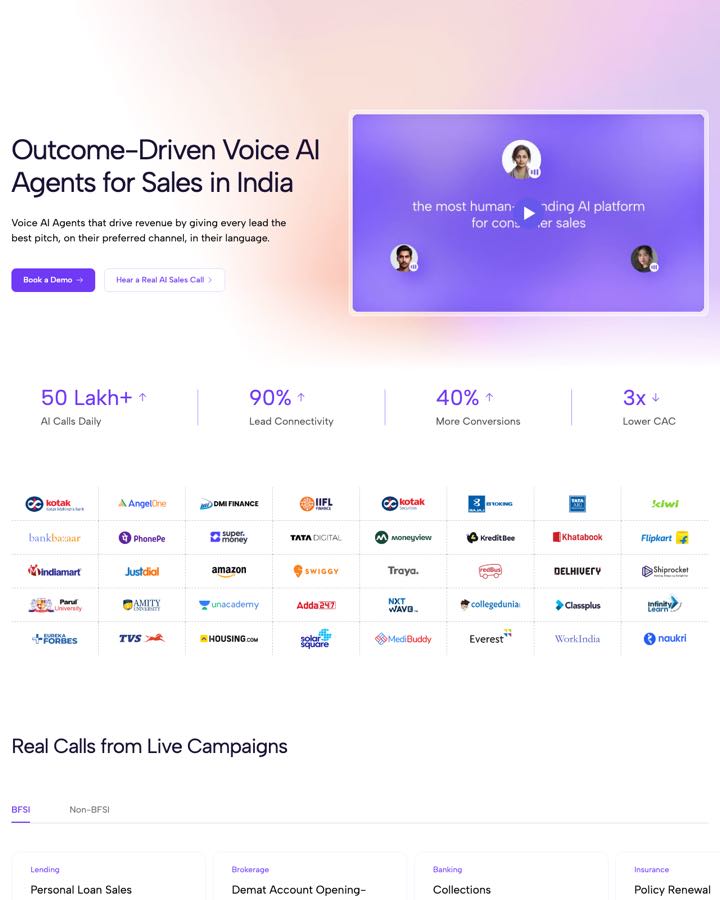 Website Sprout Sage Solutions designed and built for SquadStack, B2B SaaS · sales tech